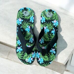 Platform Flip Flops Floral Print‎ Comfort Sandals Summer Beach Shoes Size 6